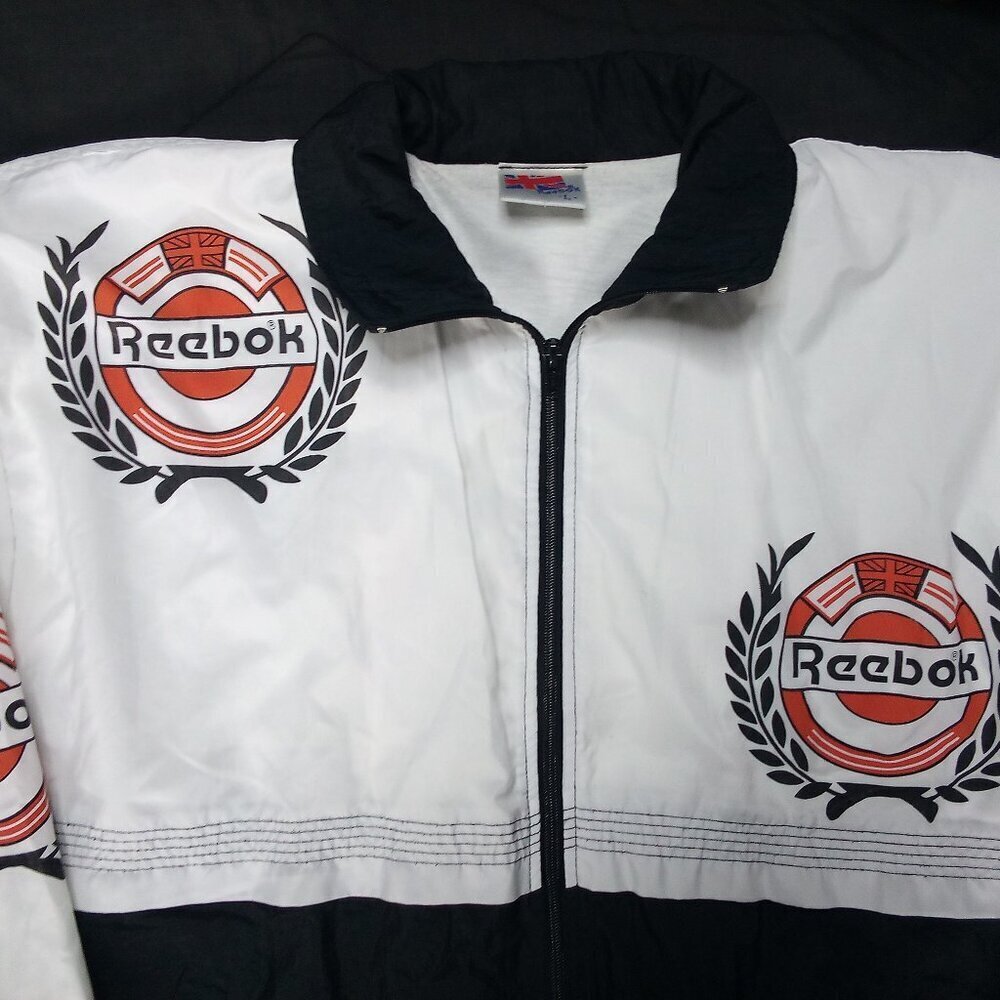 Vintage 80s Reebok Crest Logo Windbreaker Jacket